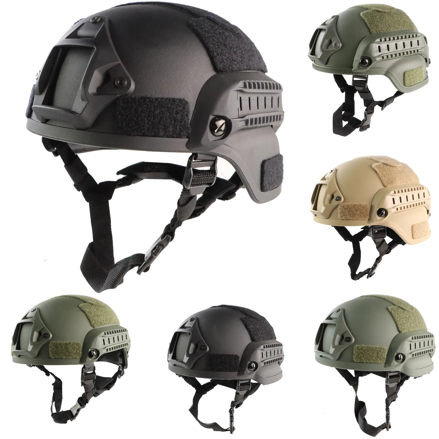 Helmet MICH 2000 3mm ABS Plastic Adjustable ACH Tactical Helmet With Ear Protection Front NVG Mount And Side Rail