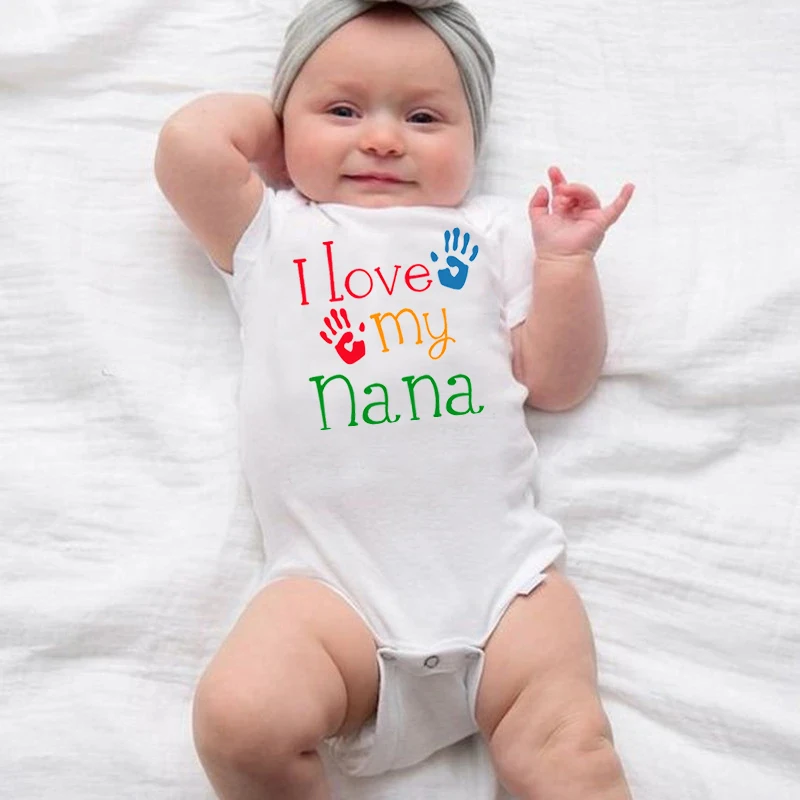 

I Love My Nana Baby Bodysuit Cotton One-piece Short Sleeved Newborn Boys Girls Romper 3-24M Infant Jumpsuit