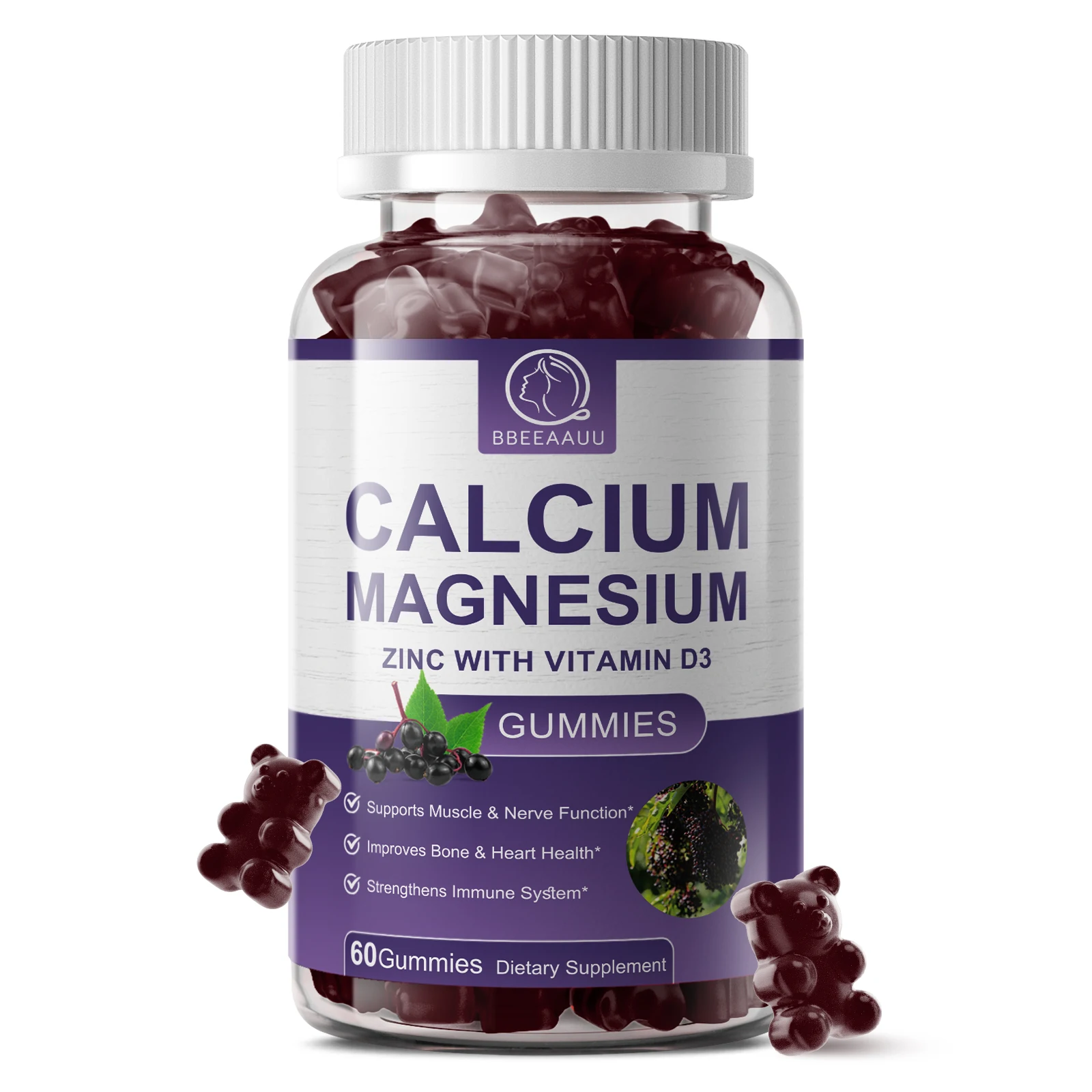 

Calcium Magnesium Zinc Vitamin D Composite Formula Gummies for Children & Adults Immune Health Support Bone,Teeth &Joint Health