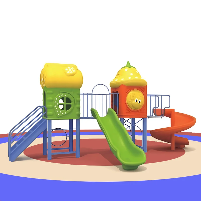 2027  Commercial Plastic Playground Equipment Outdoor Large Slide Swing  Construction 500kg Capacity for Kids
