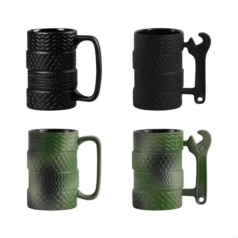 

Керамические кофейные кружки с уникальным дизайном текстуры шин для горячих напитков с изолированным корпусом и удобной ручкой,