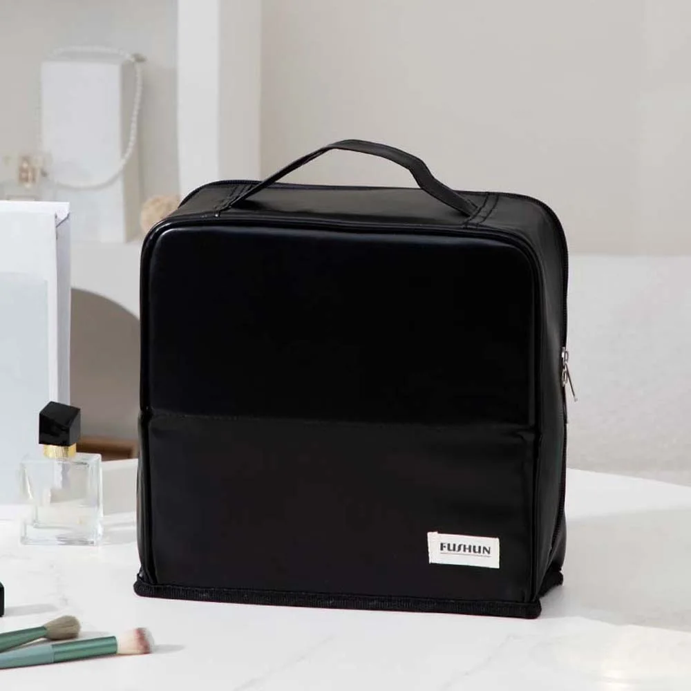 

Вертикальная косметичка из ПУ-кожи с зеркалом, большая вместимость, дорожная сумка для туалетных принадлежностей, однотонная, объемная сумка-органайзер для макияжа