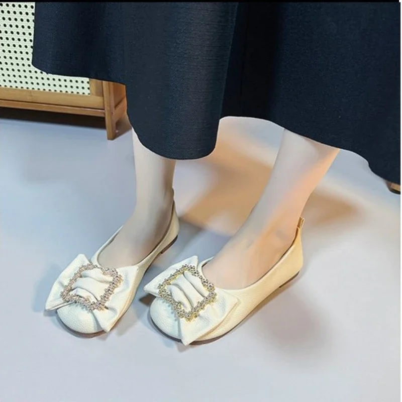 New Elegant Leather Spring Autumn Handmade Flats Ballerina Shoes Women Loafers Comfortable Soft Leather Flats Shoes Plus Size 43 image 3