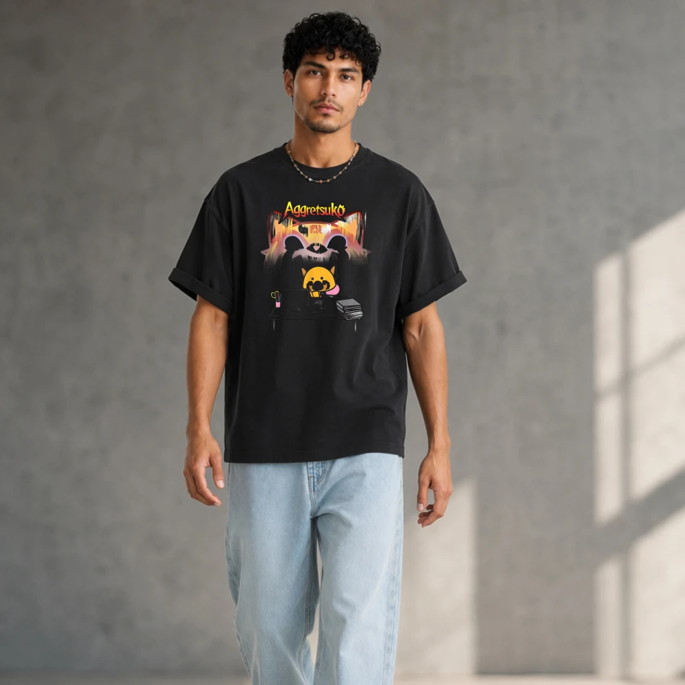 Aggretsuko Secret Rage Tee Shirt T-Shirt  Graphic T Shirts Oversized T Shirt Streetwear Funny Tshits Regular Short-sleeved Tops