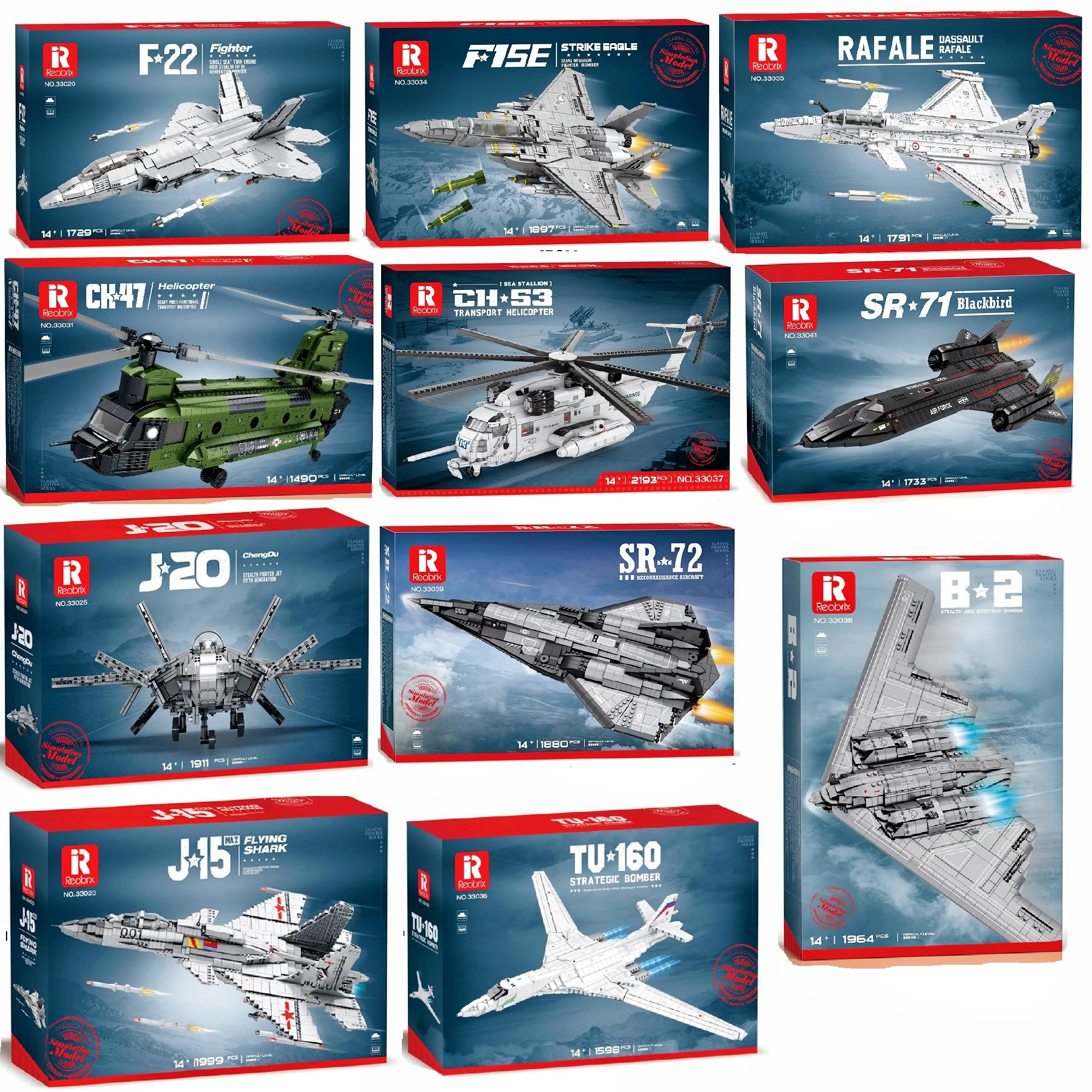 With Original Box Building blocks, helicopter ornaments, puzzle assembly, fighter jet model toys, Christmas gifts