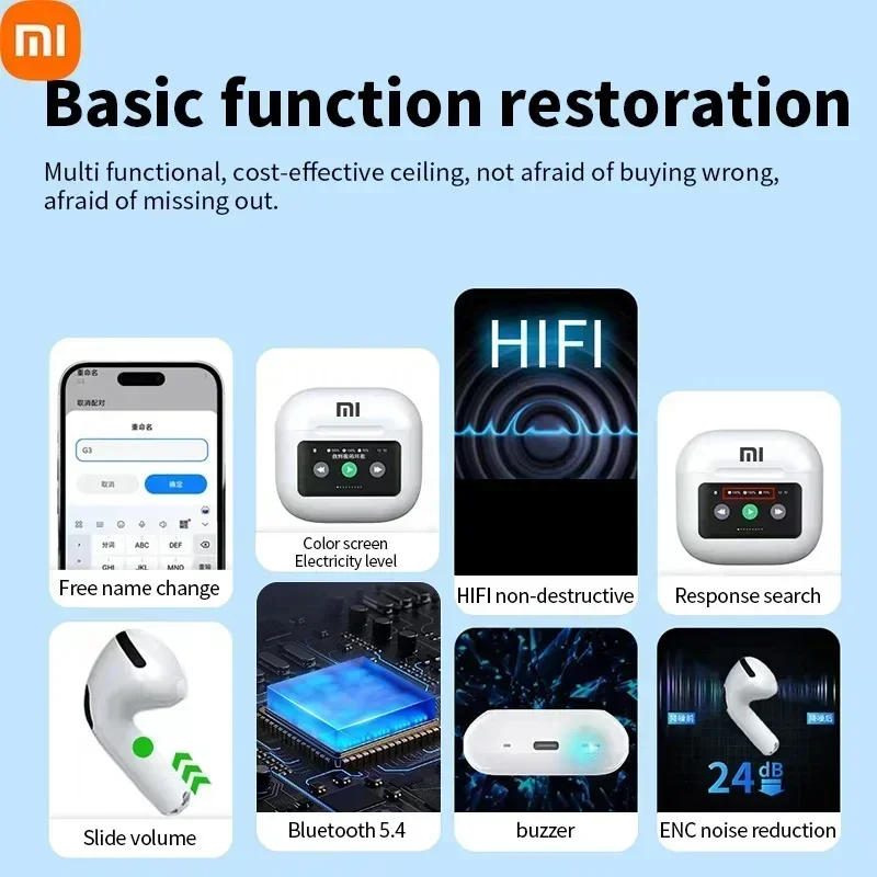 Original Xiaomi A10 Pro HD Display Control Bluetooth 5.3 Hybrid Noise Reduction Earphones Gaming Sports Earphones