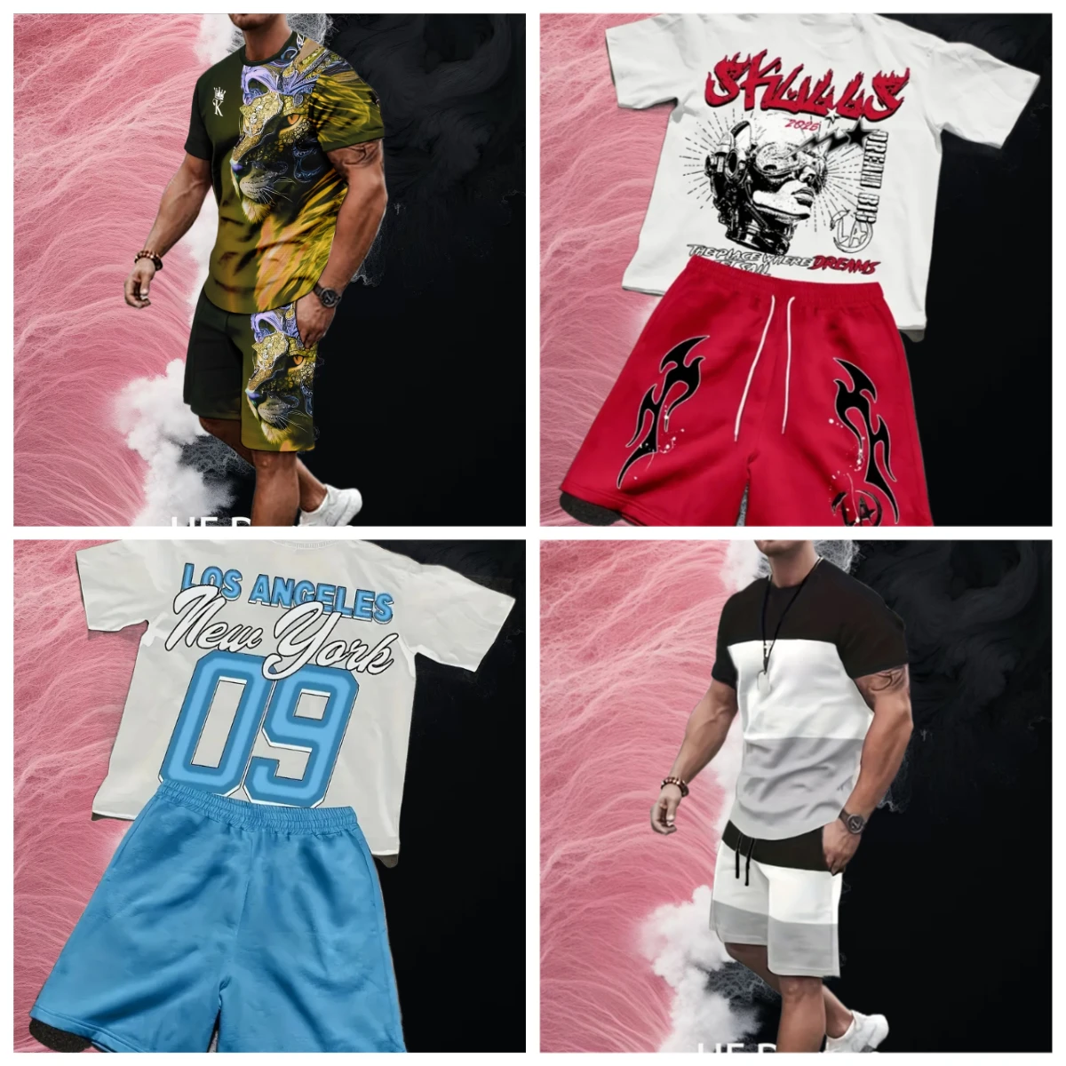 

2025 New Summer Hot-selling Crew Neck T-shirt Shorts Set Breathable Comfortable Quick-drying Casual Sports Fashion Men's Suit