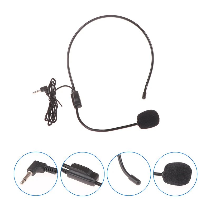 Portable Head-mounted Wired Headset Speaker Microphone 3.5MM Loudspeaker Speech Teaching Headset Mic Conference Interview Mic