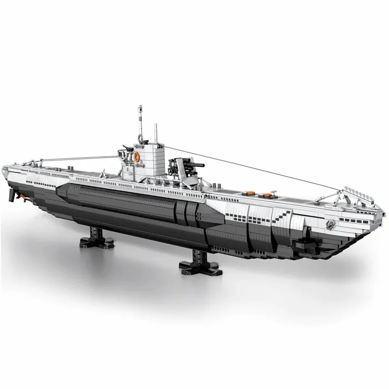 barweer Schlachtschiff deutsches U-Boot in U-Form Klemmbausteine, Kriegsschiff Submarine Battleship Militär Bausteine Modell Schiff Set für Erwachsene, Flugzeugträger Modular Buildings Modellbausatz 3987 3