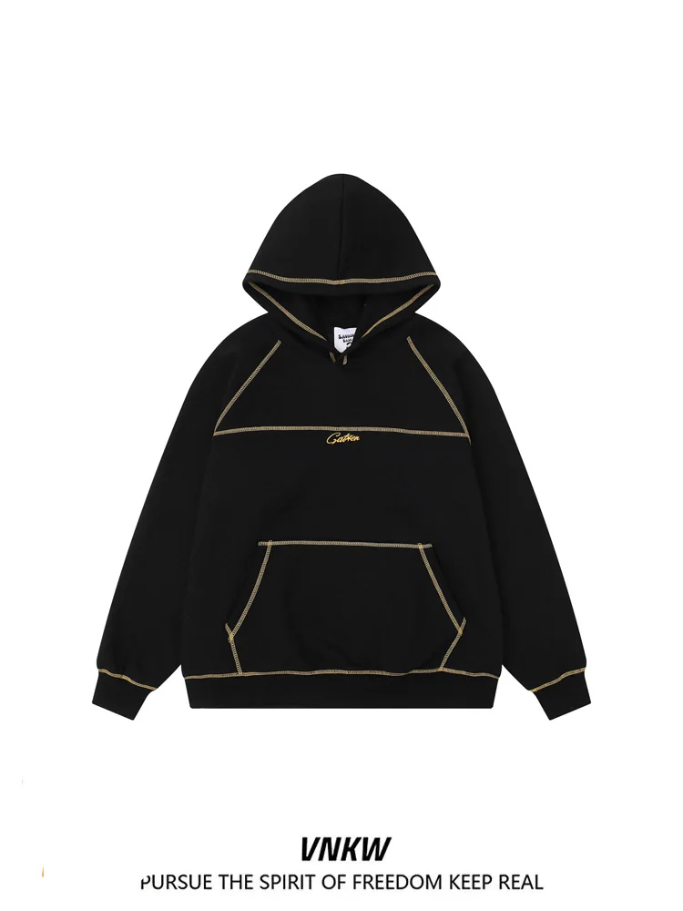 

Мужская толстовка с длинным рукавом в американском стиле, осенняя, повседневная, свободного кроя, для пар, молодежная, уличная одежда, удобная, хлопковая, пуловер