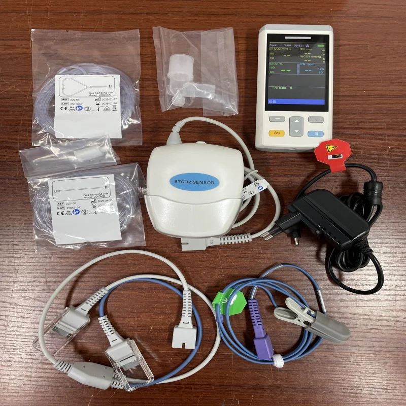 

Handheld/Portable Veterinary sidestream capnograph monitor 3.5inch ETCO2 monitor, with spo2+etco2