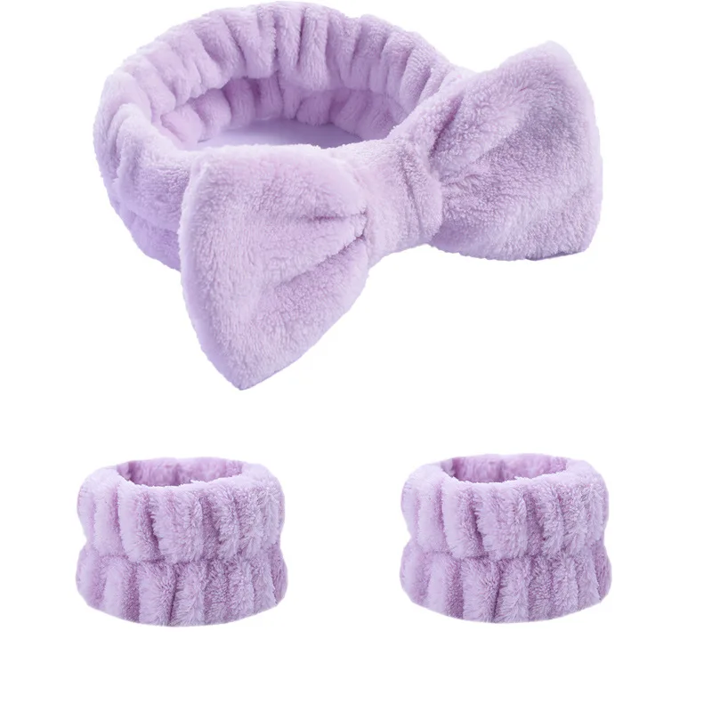 Wash Face Headbands 3PCS Women Coral Fleece Hair Bands Cuff Waterproof Bands Absorbent Wristbands Head Band Hair Accessories Set image 4