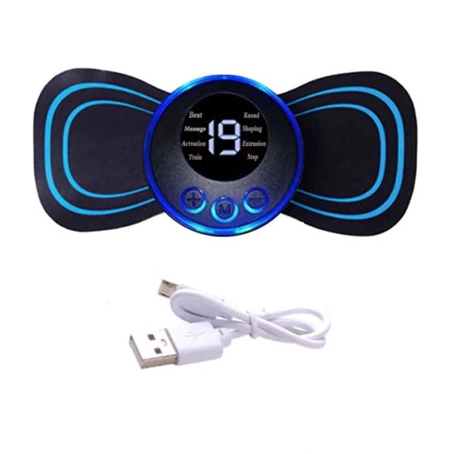 EMS Mini Đốt Sống Cổ Tử Cung Tiện Dụng Máy Mát Xa Điện Kinh Tuyến Xung Vai Và Cổ Sạc USB Cổ Miếng Dán Máy Massage