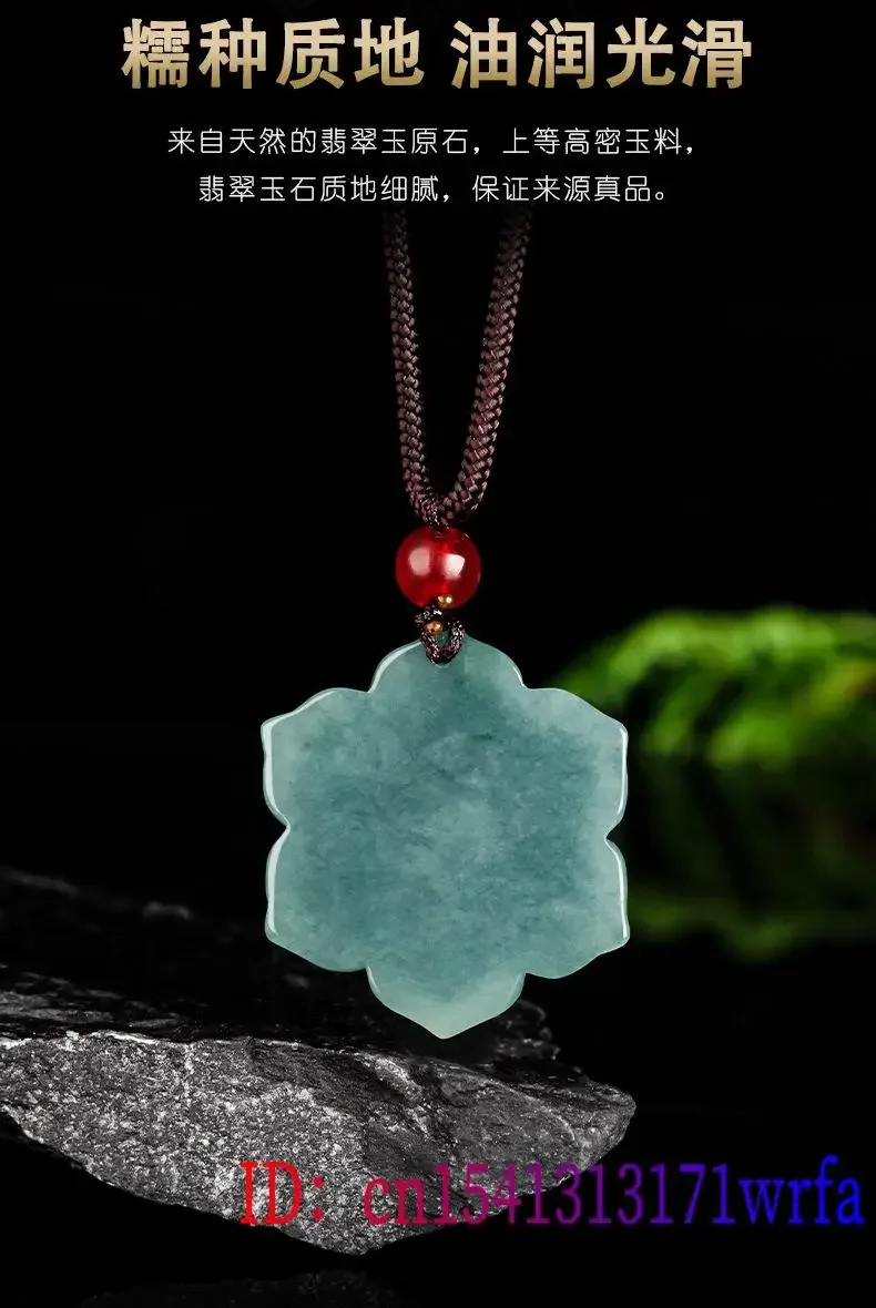 Blue Myanmar Jadeite Flower Pendant Necklace Real Jewelry Designer Man Carved Natural Burmese Jade Charm Talismans Stone Luxury