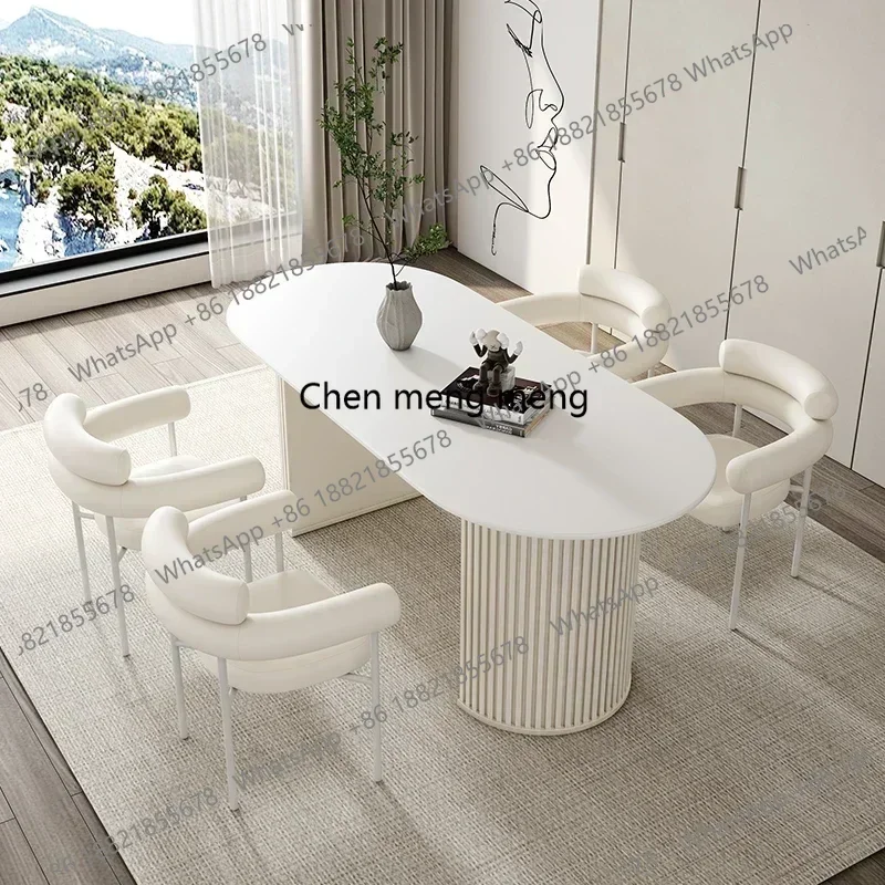 Slate Cream Style Dining Tables for Home Furniture Ellipse Dining Tables Nordic Household Light Luxury Restaurant Upscale Tables
