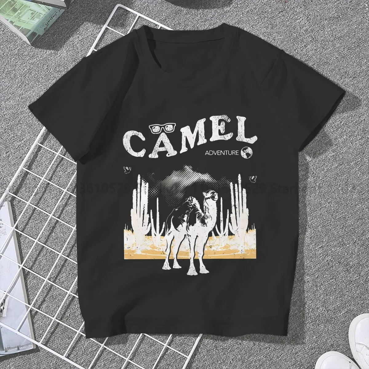 Vintage Adventure In The Desert Retro Women's T Shirt Camel Girls Tees Kawaii Polyester Tops Graphic Tshirt y2k Hipster