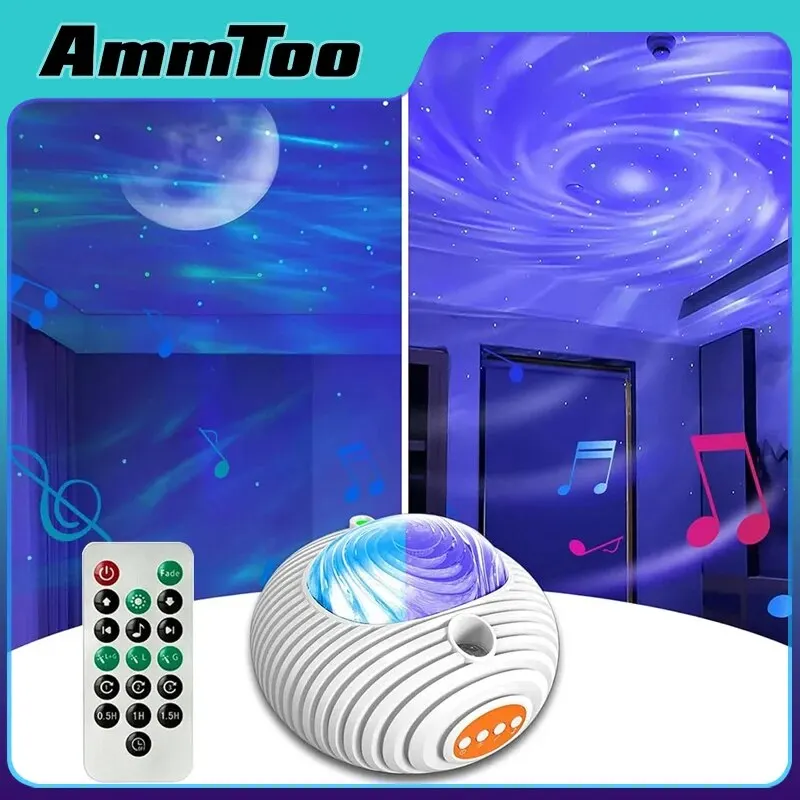 LED Galaxy Projector Night Light with Timer and Remote Control 14 Colors Built-in 5 Music Star Projecto For Bedroom Decoration