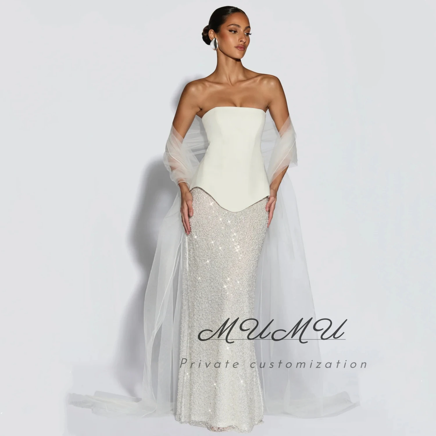 

MuMu Customized Elegant Party Dresses 2025 Платье Вечернее Prom Dress Luxurious فساتين سهرة Women's Evening Dresses white dress