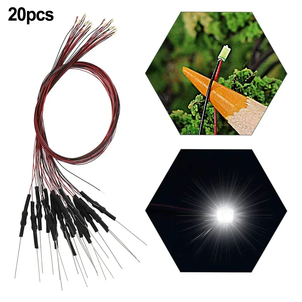 20 unids/lote 0402 0603 lámpara con cable Micro Led presoldado Micro Litz Chip con cable 30cm 12V DIY edificio ferroviario modelo escenas luz