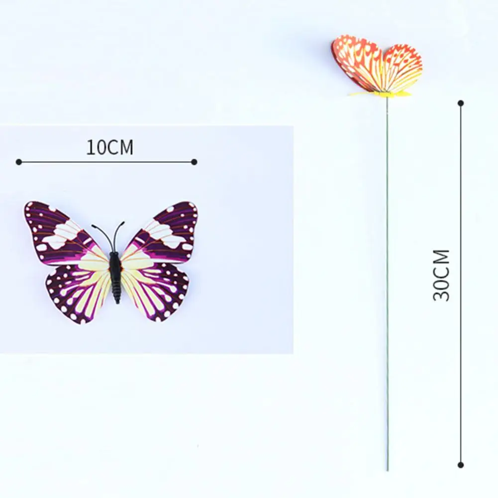 3D Falso Butterfly Stake Set, Decoração de jardim ao ar livre, Resistente às intempéries, Borboletas em Pole Sticks, Foto, 10