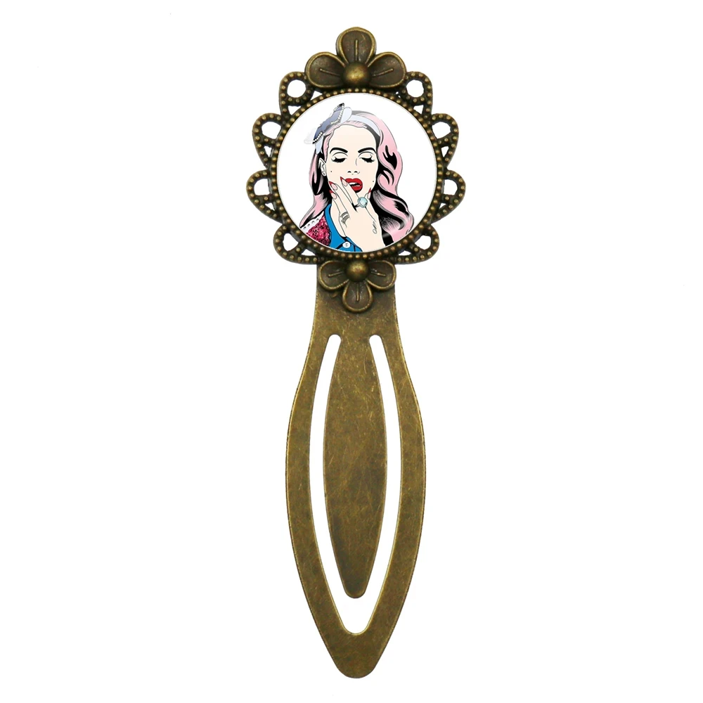 2023 New Singer Lana Del Rey Antique Bronze Cabochon Base Bookmarks Glass Round Photo Jewelry Gift For Friends