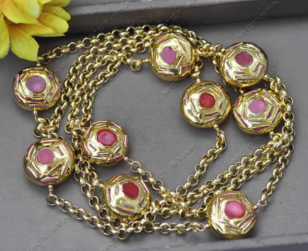 

MTC·STAR Z13500 60'' 27cm Red Coral Golden Egg Chain Necklace Custom Jewelry