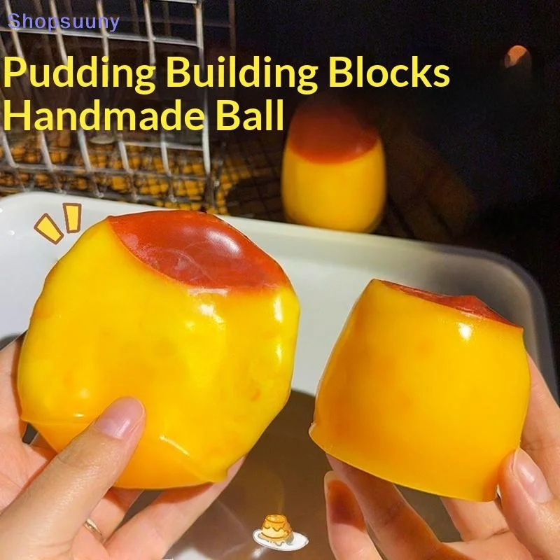 [SU]Simulation Caramel Pudding Squeeze Toy With Crispy Crunch Sound Stress Relief Toys For Stress Relief Daily Play[SU]