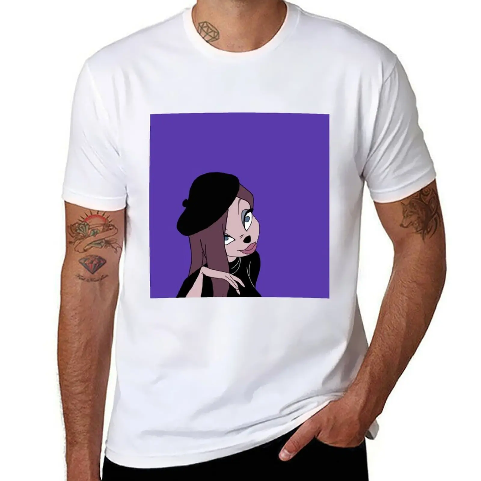 

beret girl T-Shirt mens graphic t shirts t shirt custom print T-Shirt