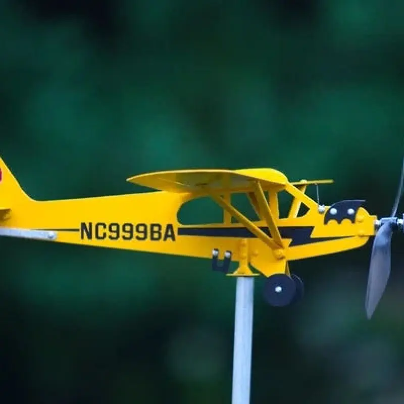 3D Piper J3 Cub Wind Spinner Plane, металлический самолет, флюгер, уличная крыша, индикатор направления, флюгер, садовый декор