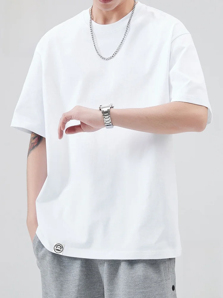 

Летняя мужская футболка 2025 года свободного кроя с круглым вырезом и коротким рукавом из чистого хлопка, повседневная, дышащая, комфортная, молодежный тренд