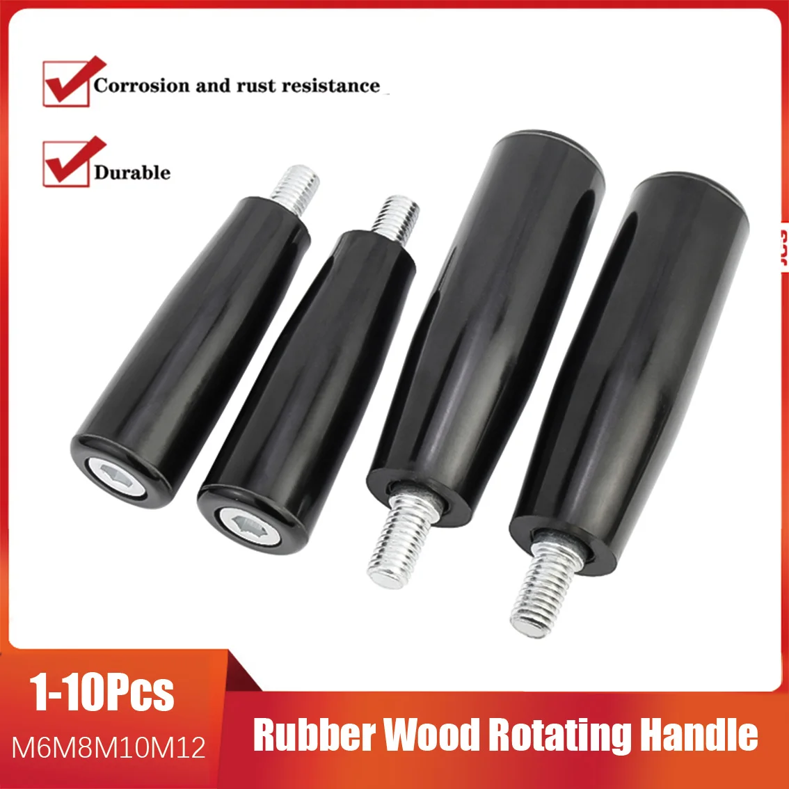 1-10Pc M6M8M10M12 Bakelite Rotating Handle Detachable Rod Milling Machine Through Hole Threading Rod Machine Tool Plastic Handle