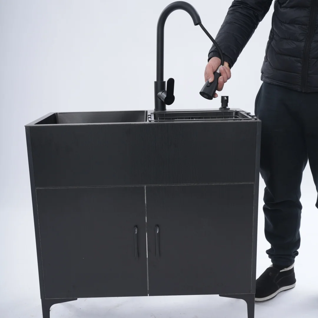 75x41 سنتيمتر خزانة حوض الغسيل ، متعددة الأغراض فائدة مع صنبور قابل للسحب ، للمطبخ غرفة الغسيل الطابق السفلي الفضاء ماكسيم