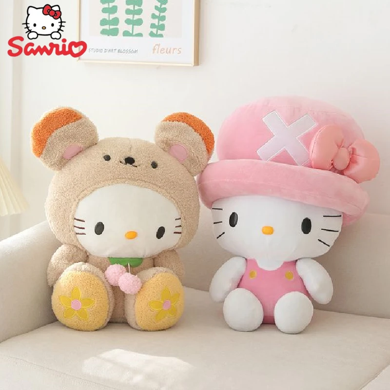 

40/45cm Sanrio Hello Kitty Cosplay Chopper Plush Toys Pillow Soft Kawaii Stuffed Plushies Anime Cartoon Doll Gift For Children