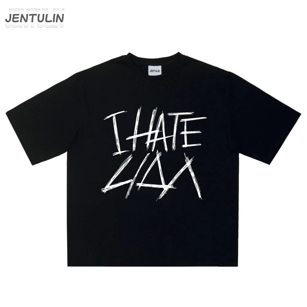 Ropa de gran tamaño para hombre, ropa de calle con estampado I HATE LIDA, camisetas coreanas de manga corta Y2k de Hip Hop, camiseta gótica Unisex con gráfico de algodón