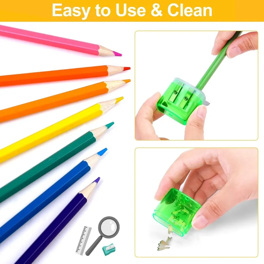 60 قطعة من مبراة أقلام الرصاص اليدوية ذات الفتحة المزدوجة لمبراة أقلام الرصاص ذات الفتحة المزدوجة مثالية للمكتب المدرسي والاستخدام المنزلي متنوعة 4 C
