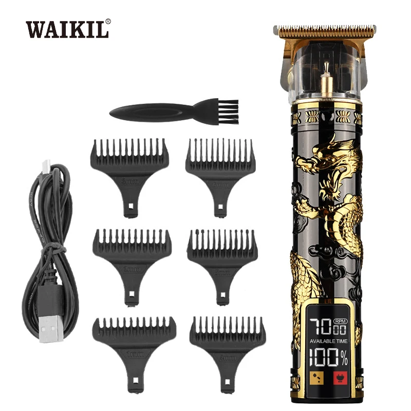 WAIKIL-cortador de cabelo elétrico para homens, cabeça de óleo, empurrar, salão, escultura, carregamento USB, barbeiro digital