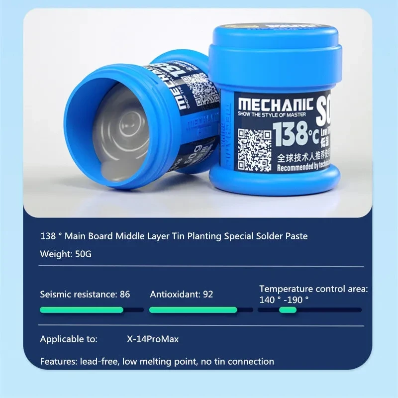 MECHANIC Original Solder Tin Paste 138℃/158℃/183℃/217℃ Melting Point Welding Flux PCB BGA CPU LED Rework Soldering Flux Cream