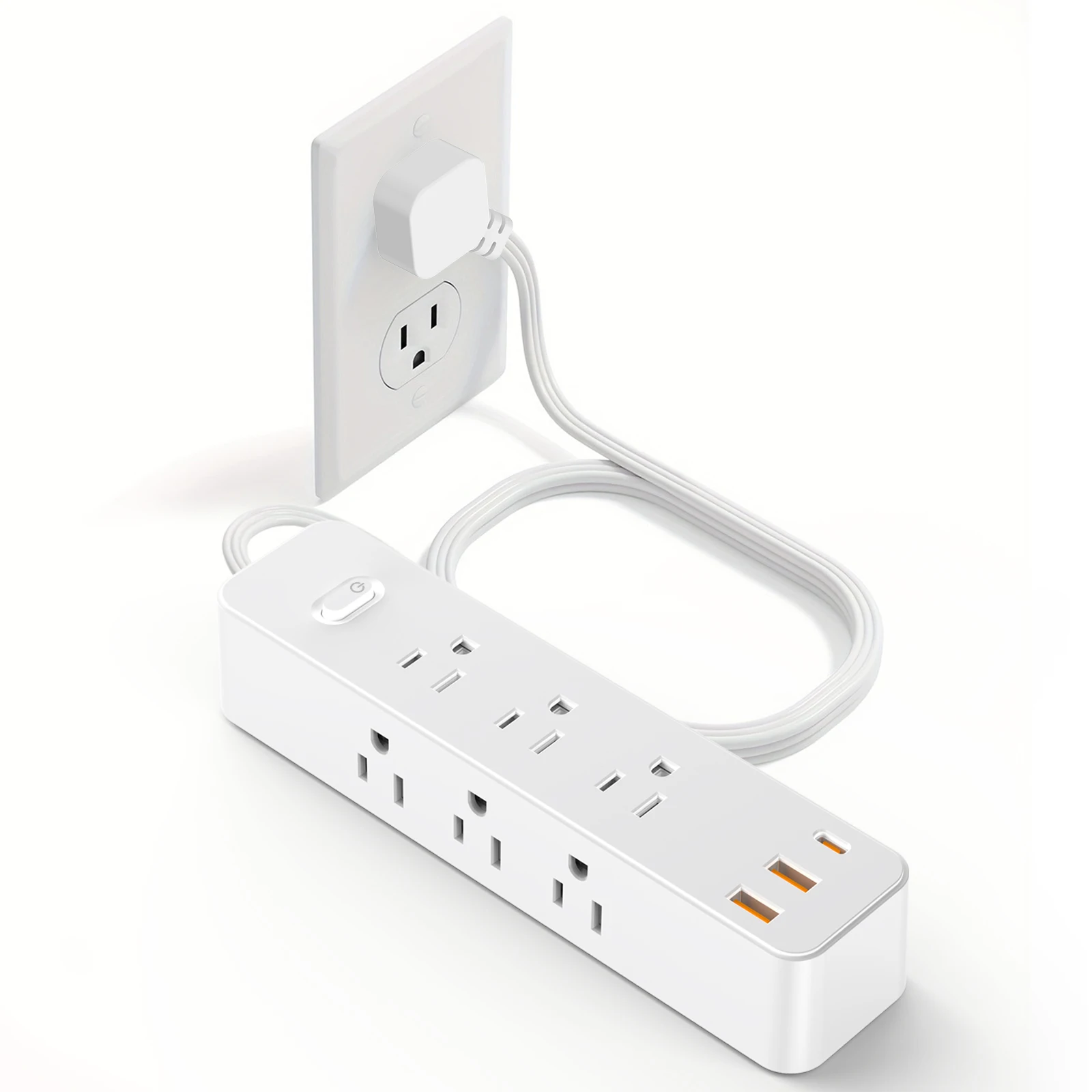 1PC 12-In-1 Surge Protector Power Strip With 9 AC Outlets, 2 USB-A Ports, 1 USB-C Port, Overload Protection, Universal Charging