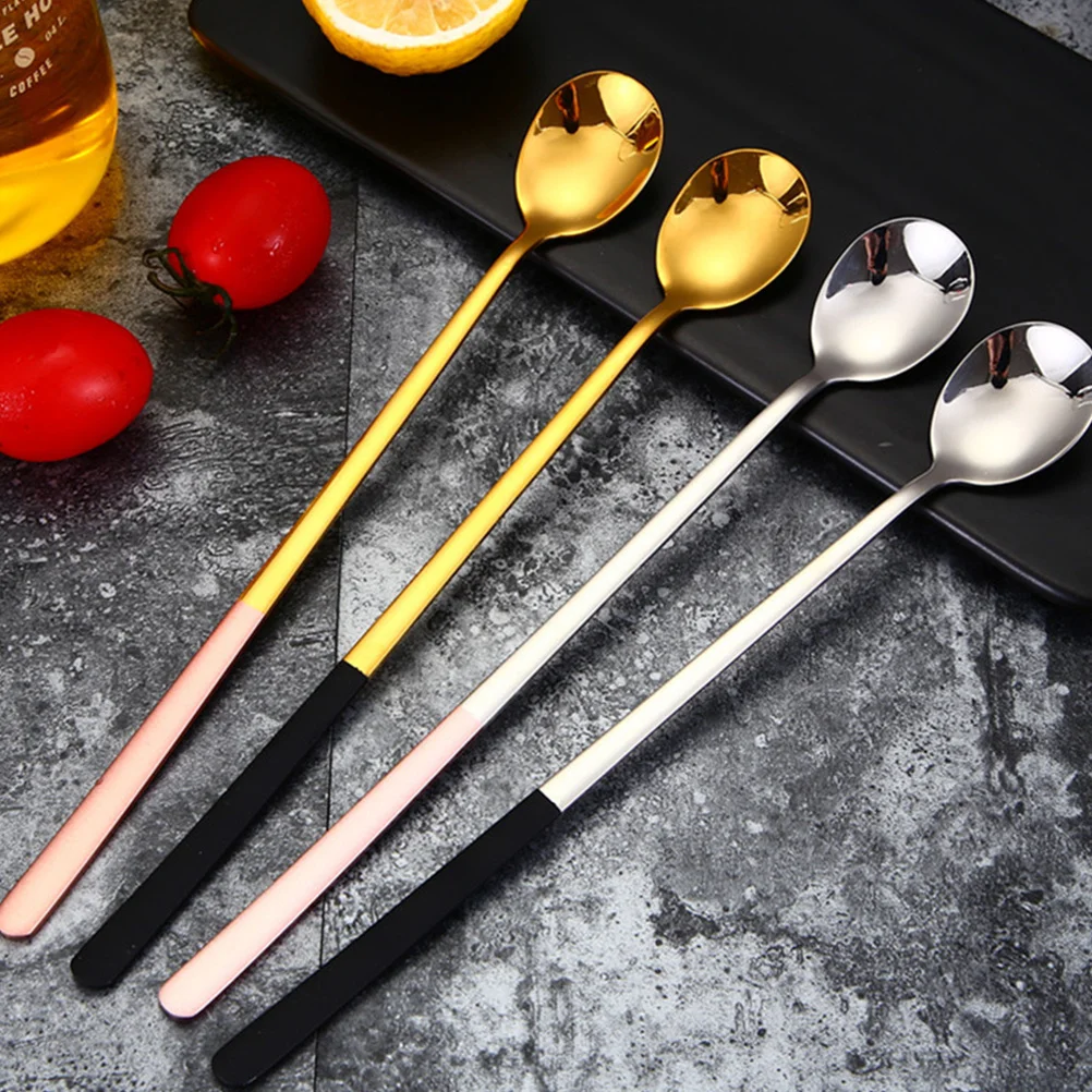 

4Pcs Stainless Steel Ice Cream Coffee Dessert Spoons Practical Multiuse Home Kitchen Bar Baking Coffee Spoon