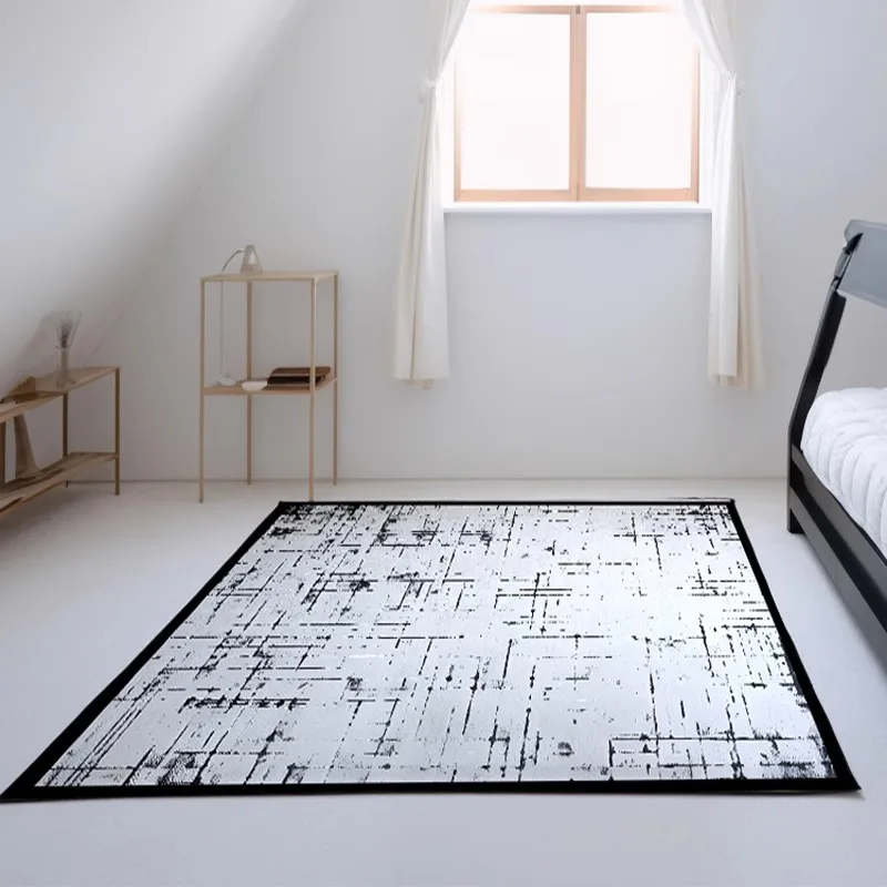 Modern Carpets for Living Room Black White Simple Bedroom Decor Rugs Sofa Coffee Table Non-slip Mat Bedside Study Room Area Rug