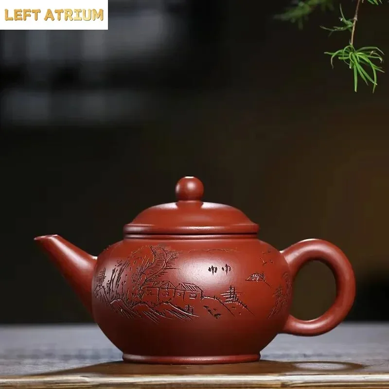 Creative Yixing Purple Clay Teapots Handmade Horizontal Pot Raw Ore Dahongpao Mud Tea Maker Kettle Chinese Zisha Set Craft 210ml