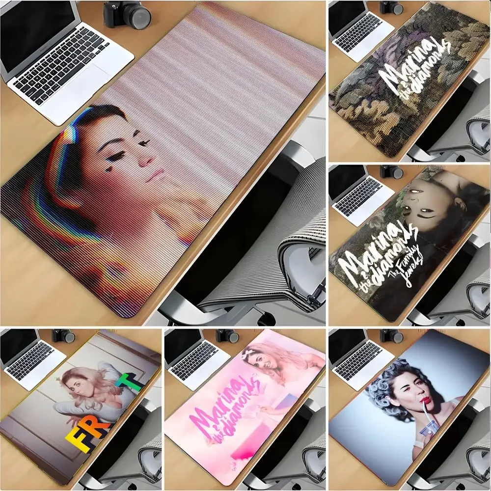 Singer Pop Marina Diamandis Mouse Pad Large Mouse Pad Desk Mat Non‑Slip Gaming Board Game Mat with Stitched Edges