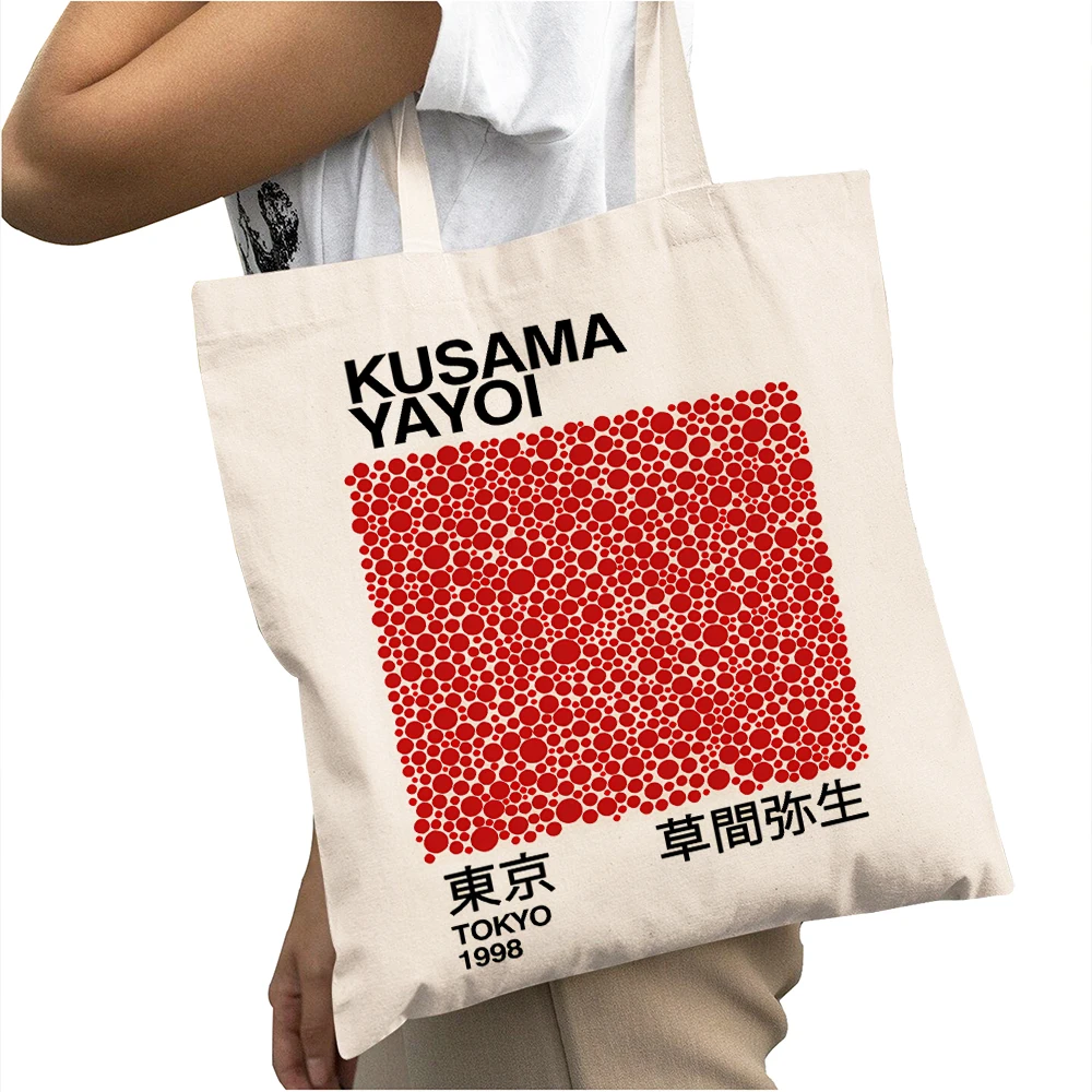 Японские женские сумки для покупок большой вместимости Yayoi Kusama с принтом, женская сумка-шоппер, странная волна, абстрактная живопись, повседневная сумка