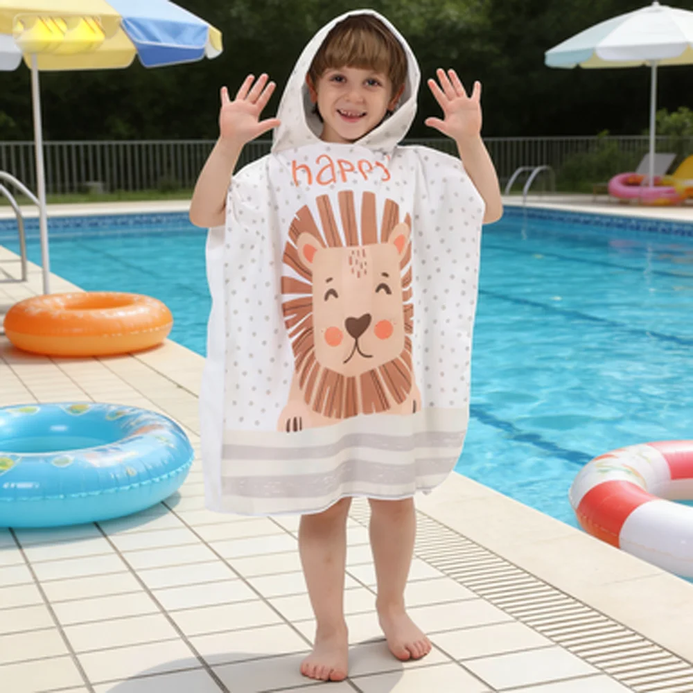 Cartoon Baby Bath Towel Microfiber Hooded Beach Towel Newborn Cape Towels Soft Poncho Kids Bathing Stuff Infant Washcloth