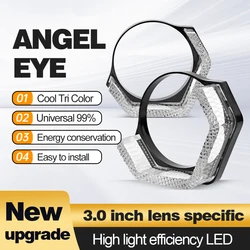 2.5” 3'' 5D Crystal Angel Eye Halo Ring Shrouds White Yellow WRGB DRL APP Control for Car Headlight Bi Xenon LED Projector Lense