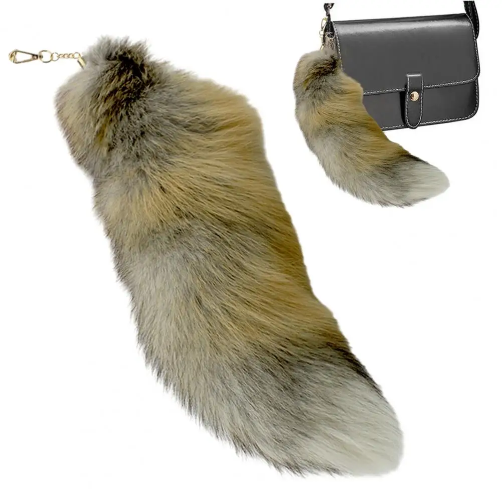إكسسوارات تنكرية كبيرة الحجم، سلسلة مفاتيح على شكل ذيل الثعلب المقلد لحقائب الظهر، زخرفة ساحرة إضافية للحفلات التنكرية، سهلة التركيب على الثعلب