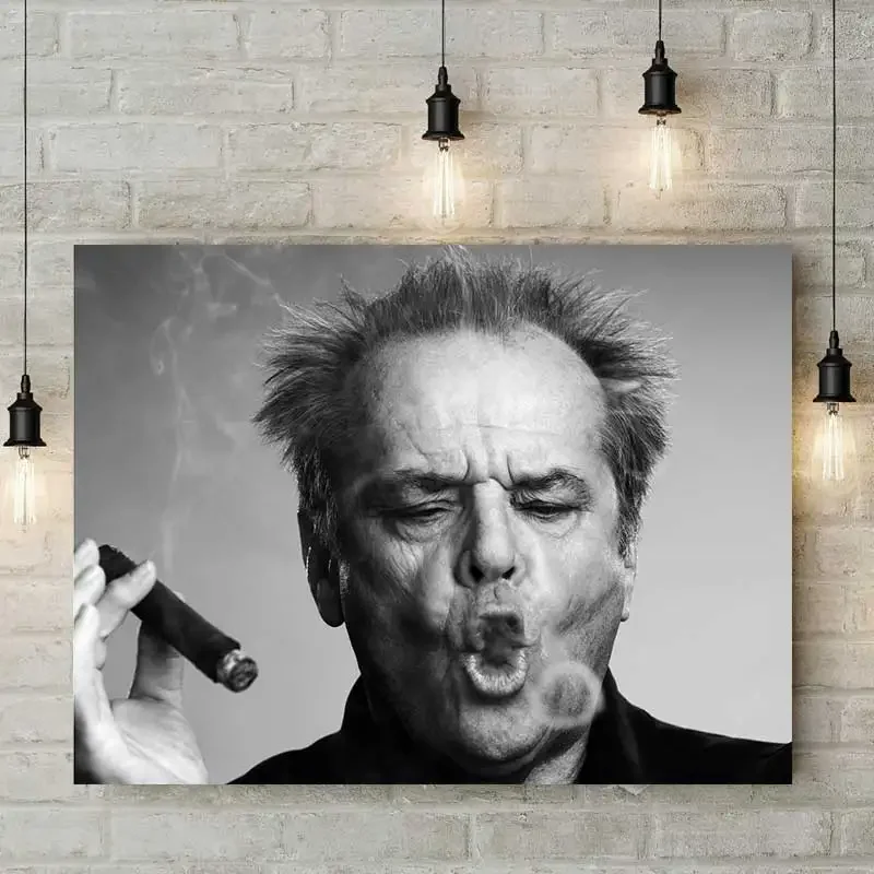 Jack Nicholson Cigar Poster Wall Art Picture Black and white Canvas Painting Prints for Living Room Modern Home Decoration