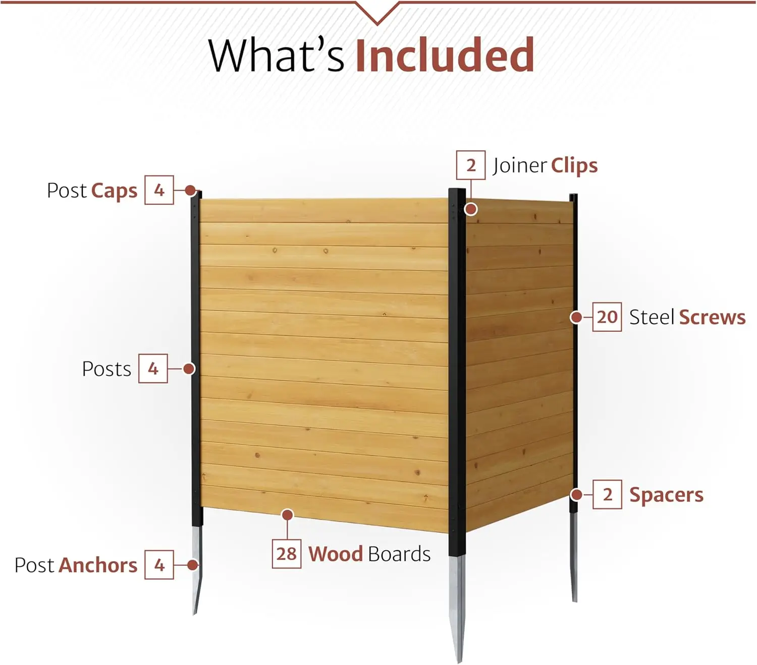 Écran de confidentialité en bois de cèdre 42x38 pouces, clôture extérieure sans creuser pour unités AC, équipement de piscine