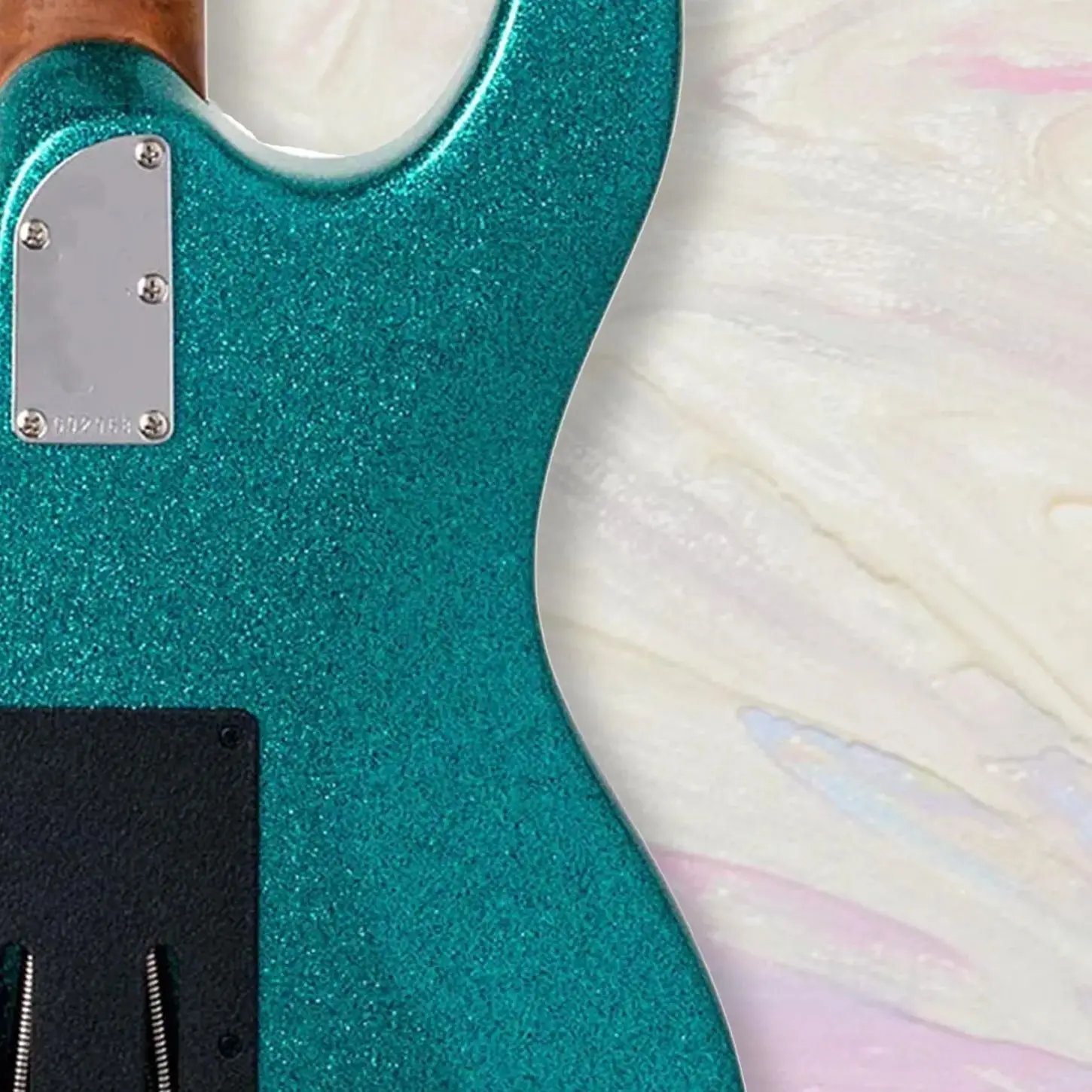 Customized Electric Guitar with Ocean Sparkle,Tremolo Bridge, Double Cutaway Body, Passive Pickups, Chrome Hardware