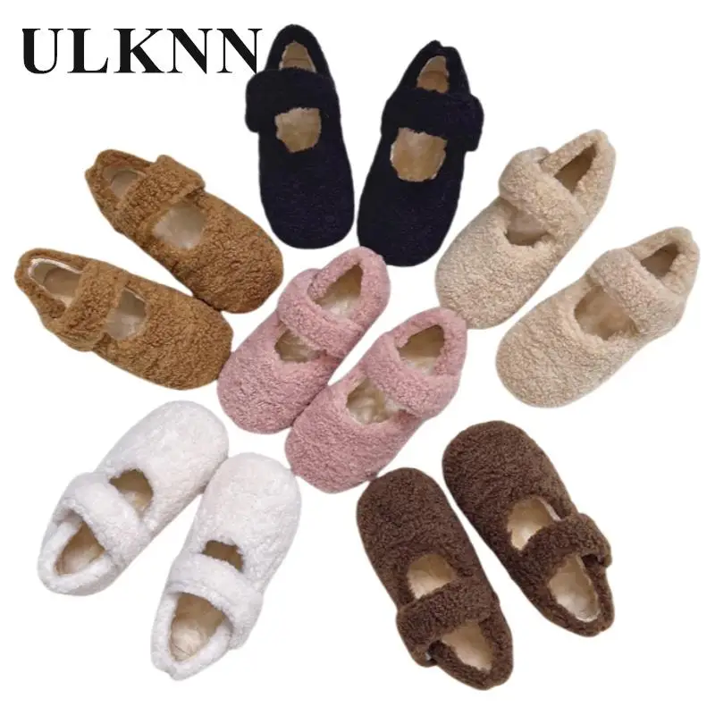 

Girls' Plush Shoes Children's Khaki Black Shoe 2024 Winter Baby Girls' Warm Cotton Shoes Soft Soled Indoor Warm Shoes